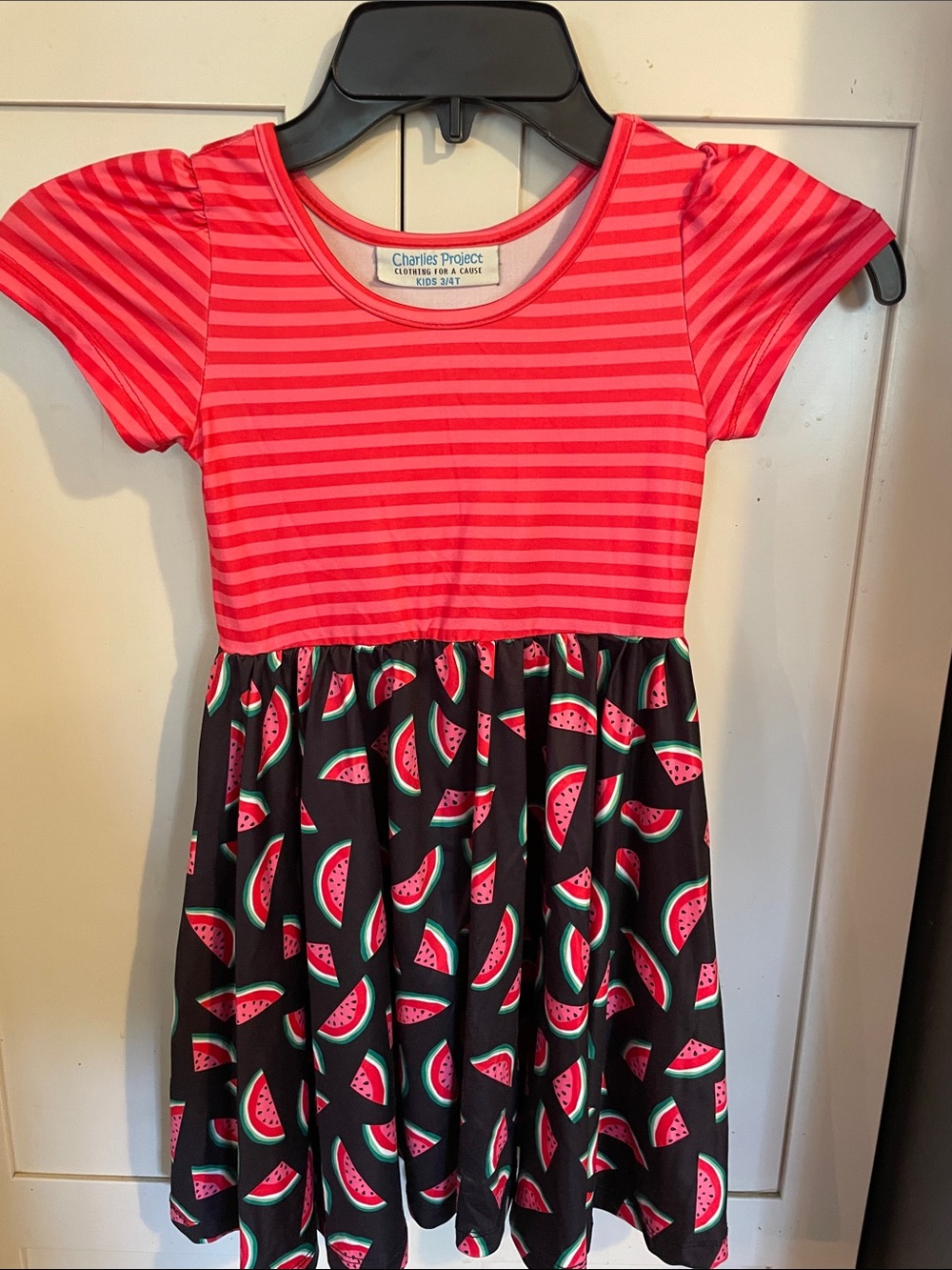 Pink & Black Watermelon Print Girls' Dress